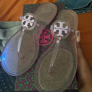 Gently used Tory Burch sandals In purple size 9